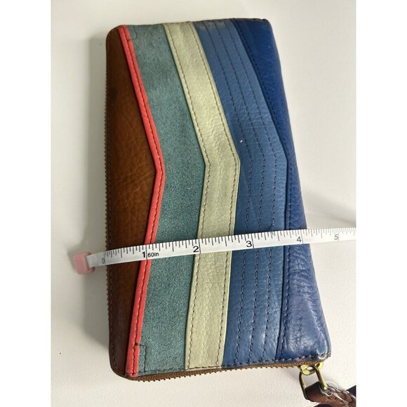 Fossil Caroline Leather Chevron Colorful Zip Around RFID Wallet - Picture 3 of 10